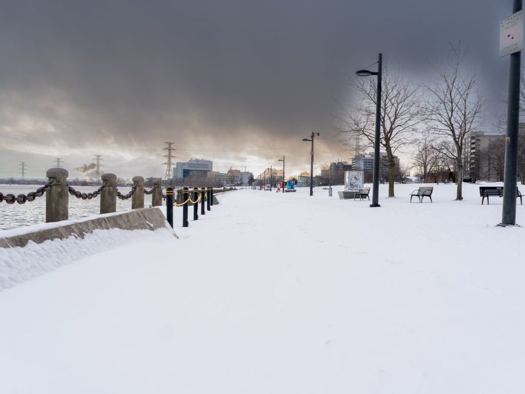 Burlington waterfront on Lake Ontario in winter