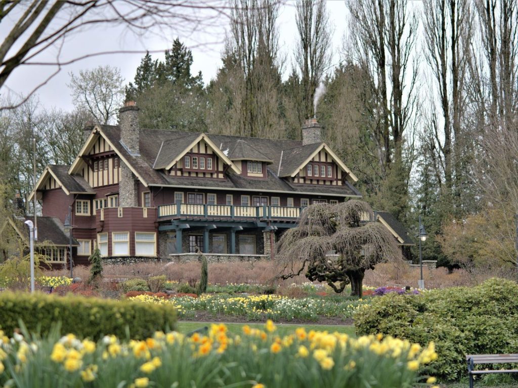 Burnaby Art Gallery with spring flowers