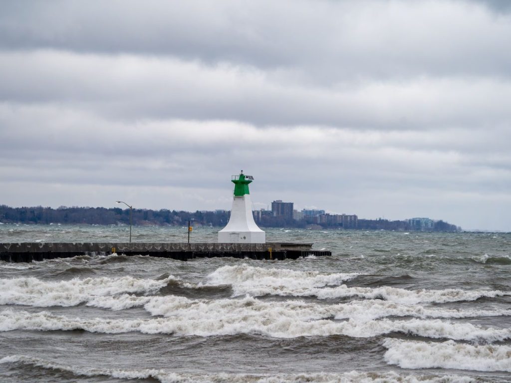 Lighthouse on Lake Ontario on a stormy day