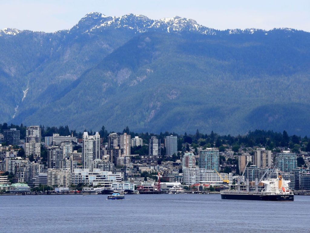 North Vancouver waterfront below the North Shore mountains